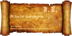 Mikola Barakony névjegykártya